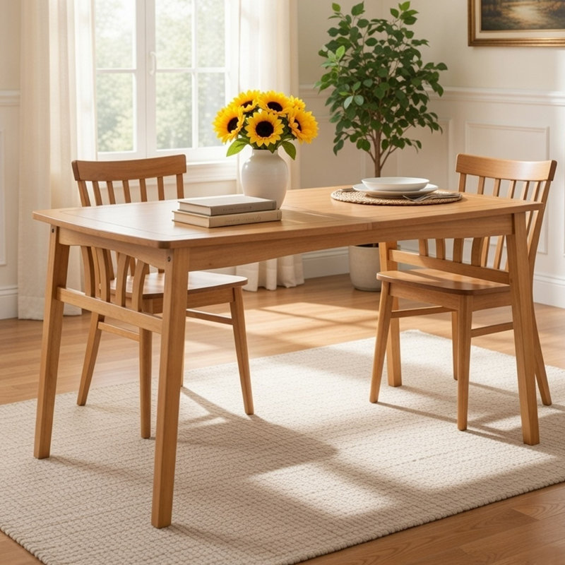 Table de salle à manger extérieure avec trou pour parasol Heno, 59 po, brun clair