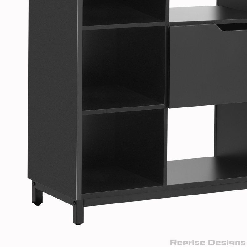 Black Modern Fabric and Metal Shoe Storage Cabinet with Drawers