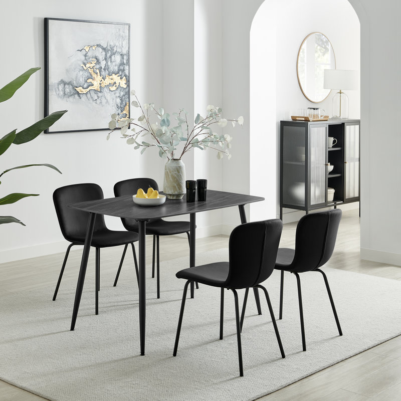 Barrea 4 - Person Dining Set, Black
