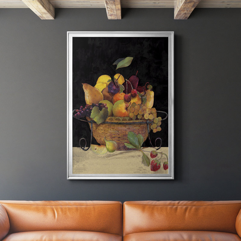 Fruit Basket II Revisit, toile encadrée de qualité supérieure - prête à être accrochée, L 22,5 po x H 30,5 po, Cadre argenté