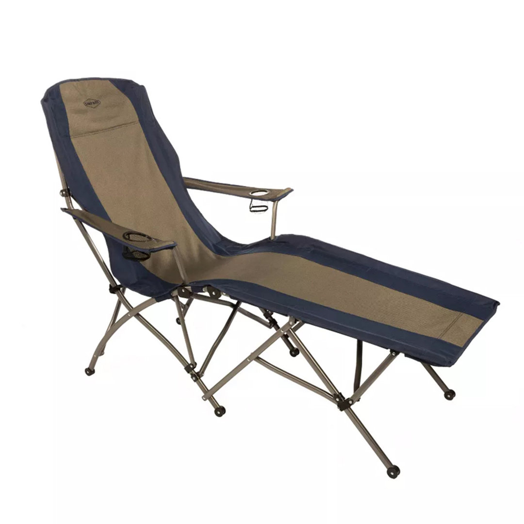 Kamp-Rite Portable Folding Outdoor Soft Arm Lounger Camp Beach Chair, Navy/Tan Kamp-Rite