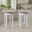 Ensemble de 2 tabourets de bar pivotants - siège rembourré en tissu, base en bois d'hévéa?-830117825-830117830