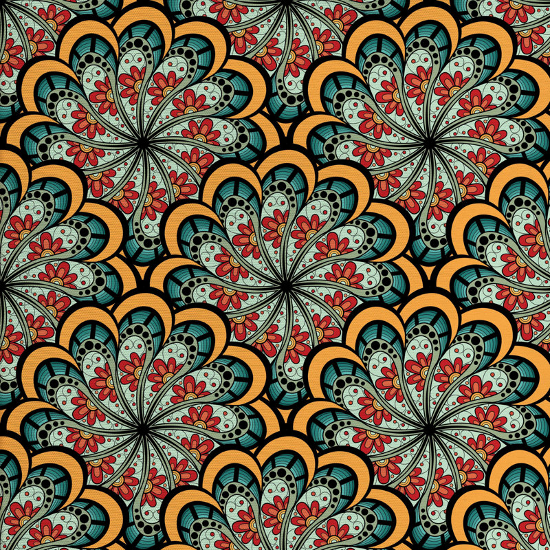 Tissu mandala, l 36 po x L 360 po