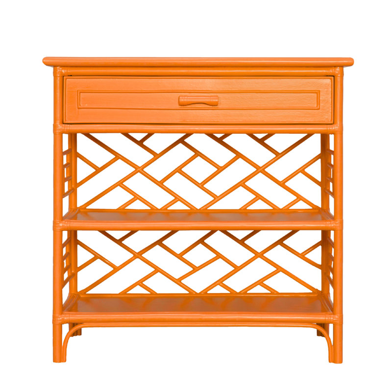 Chippendale End Table with Storage, Citrus Orange