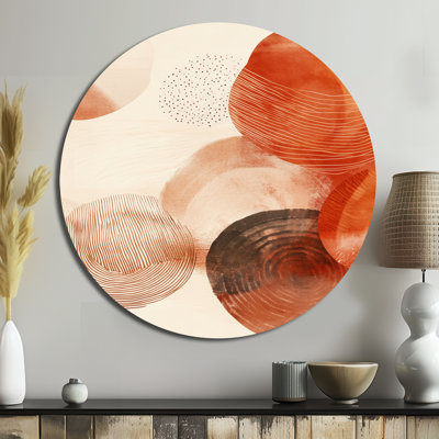 Boho Terracotta Pulse - Abstract Round Metal Wall Decor