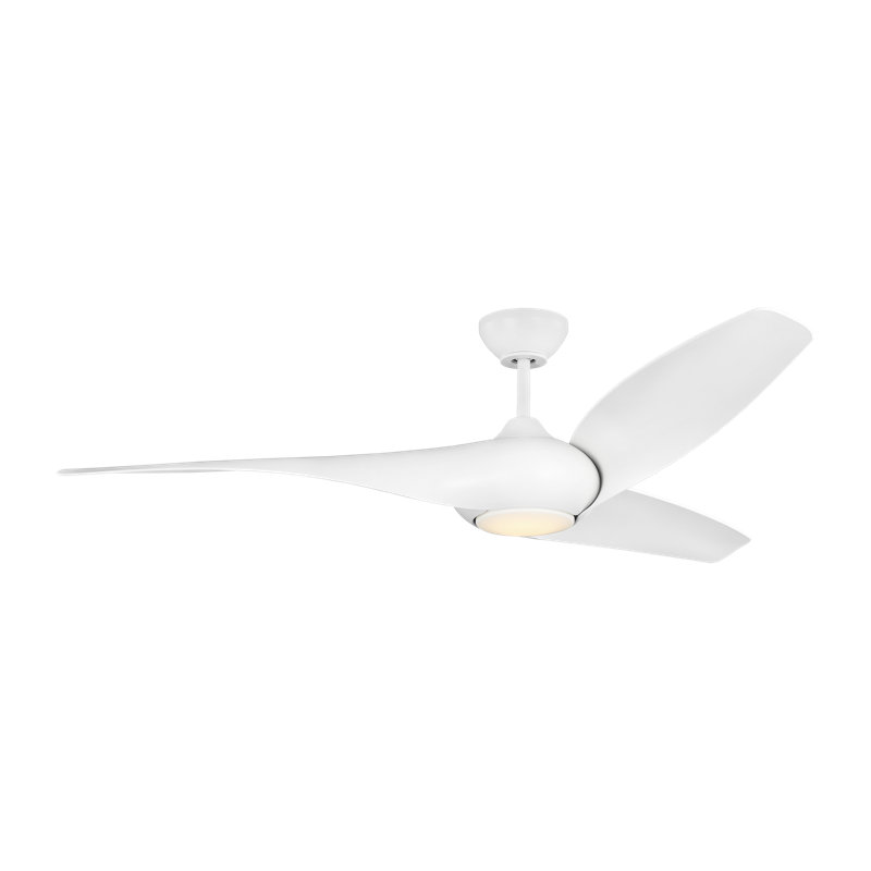 Visual Comfort Fan Topan Smart 60 LED Indoor Ceiling Fan with Threaded Downrod, Matte White ABS blades and Handheld Remote
