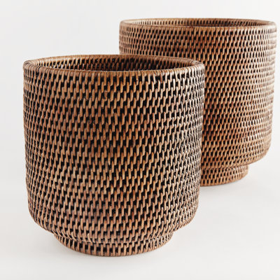 BURMA RATTAN CACHEPOTS LARGE