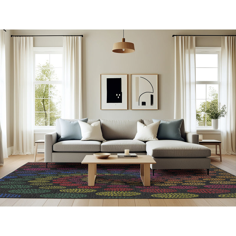 Tapis marron / bleu Power Loom, Rectangle 6 pi x 9 pi