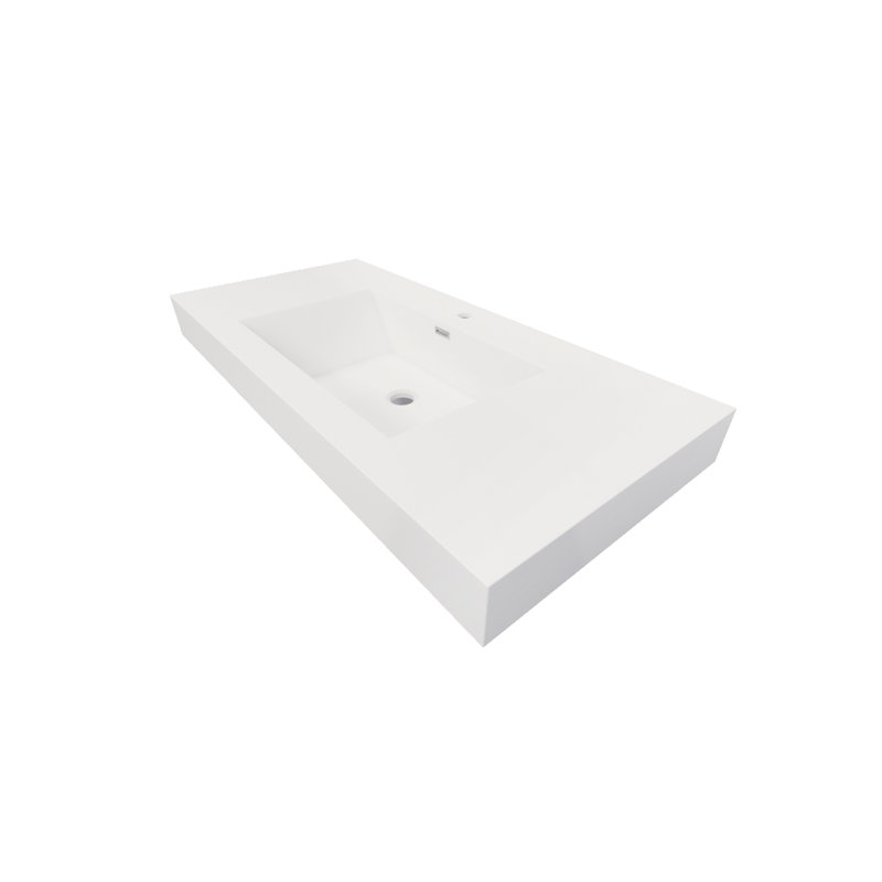 Lavabo de salle de bain vasque rectangulaire blanc avec trop-plein