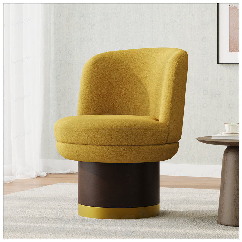 Fauteuil d'appoint pivotant à 360 degrés avec dossier ergonomique et revêtement en chenille pour une assise confortable dans les espaces de vie modernes