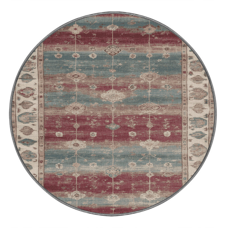 Tapis gris lavable à la machine, Rond 3 pi