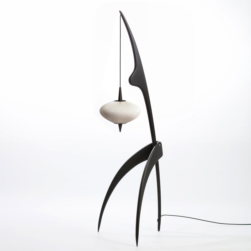 Praying Mantis Floor Lamp, Black Ash