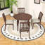 Ensemble de salle à manger 5 pièces à abattants avec table pliante en bois et 4 chaises rembourrées à dossier en lattes-1774006602