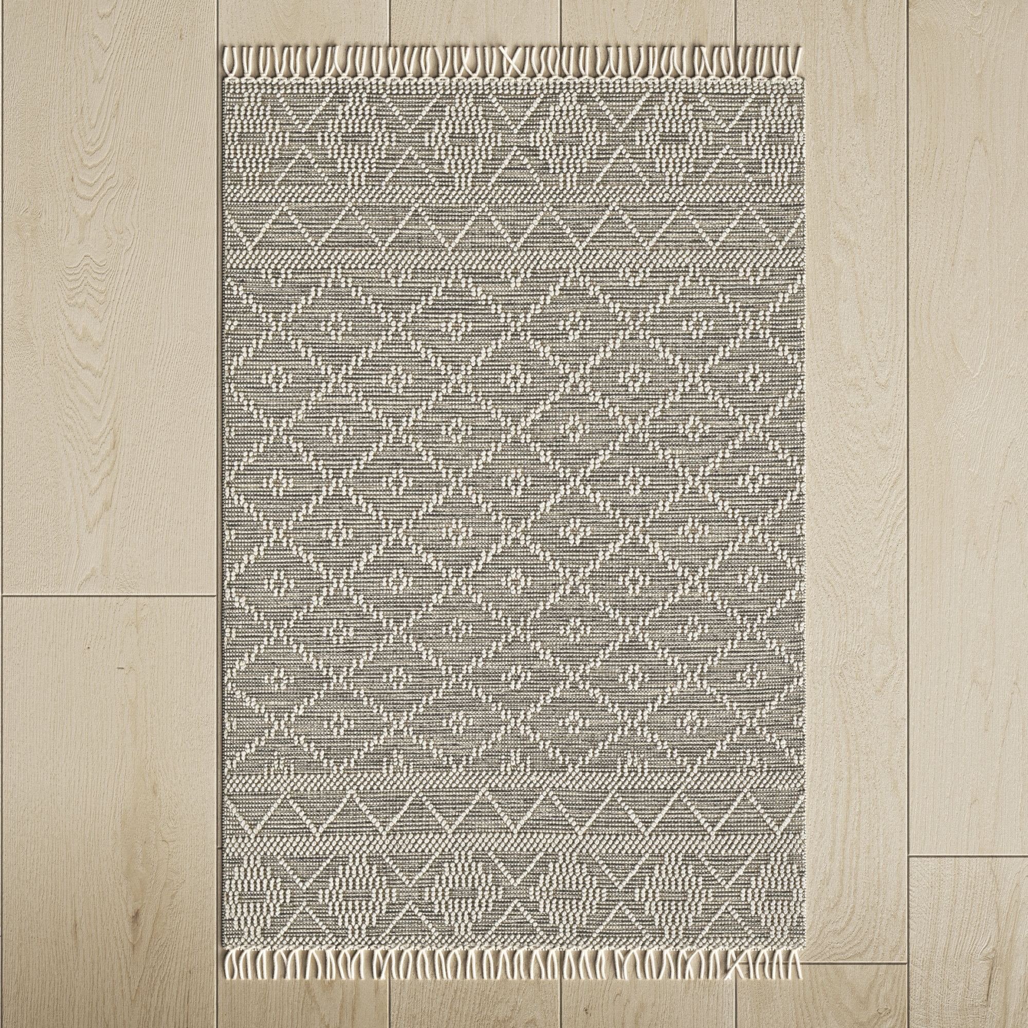 Alyson Handmade Beige/Gray Rug, Rectangle 2' x 3'