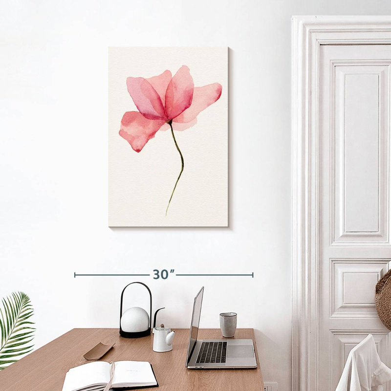 Fleur rose Harnek translucide, H 30 po x l 20 po