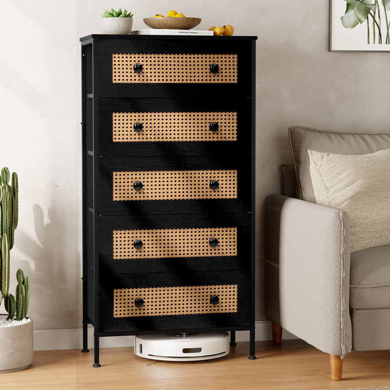 Abegail Aluminum 23.23'' W 5 - Drawer Dresser, Black, Black
