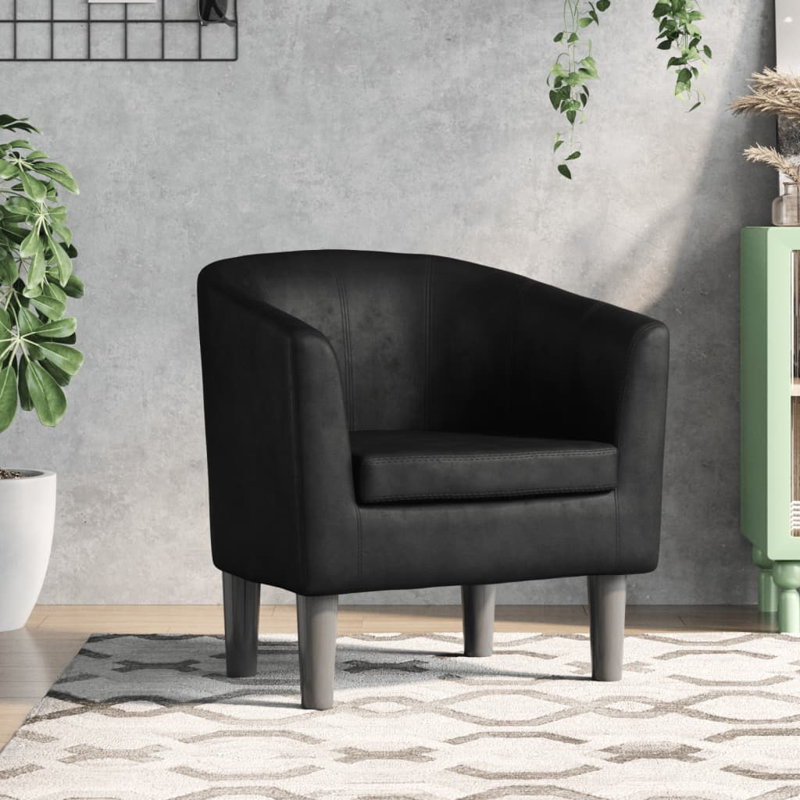 Fauteuil de baignoire Winston Porter, Similicuir noir, Sans repose-pieds, Noir