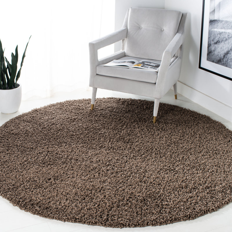 Gabriola Sga-Athens Shag Performance Solid Color Rug, Round 6'7"