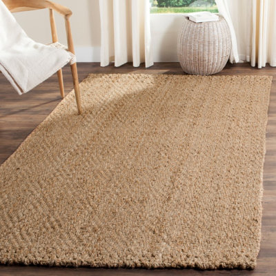 Tapis brun en jute / sisal tissé à plat à la main de couleur erroll Pollux