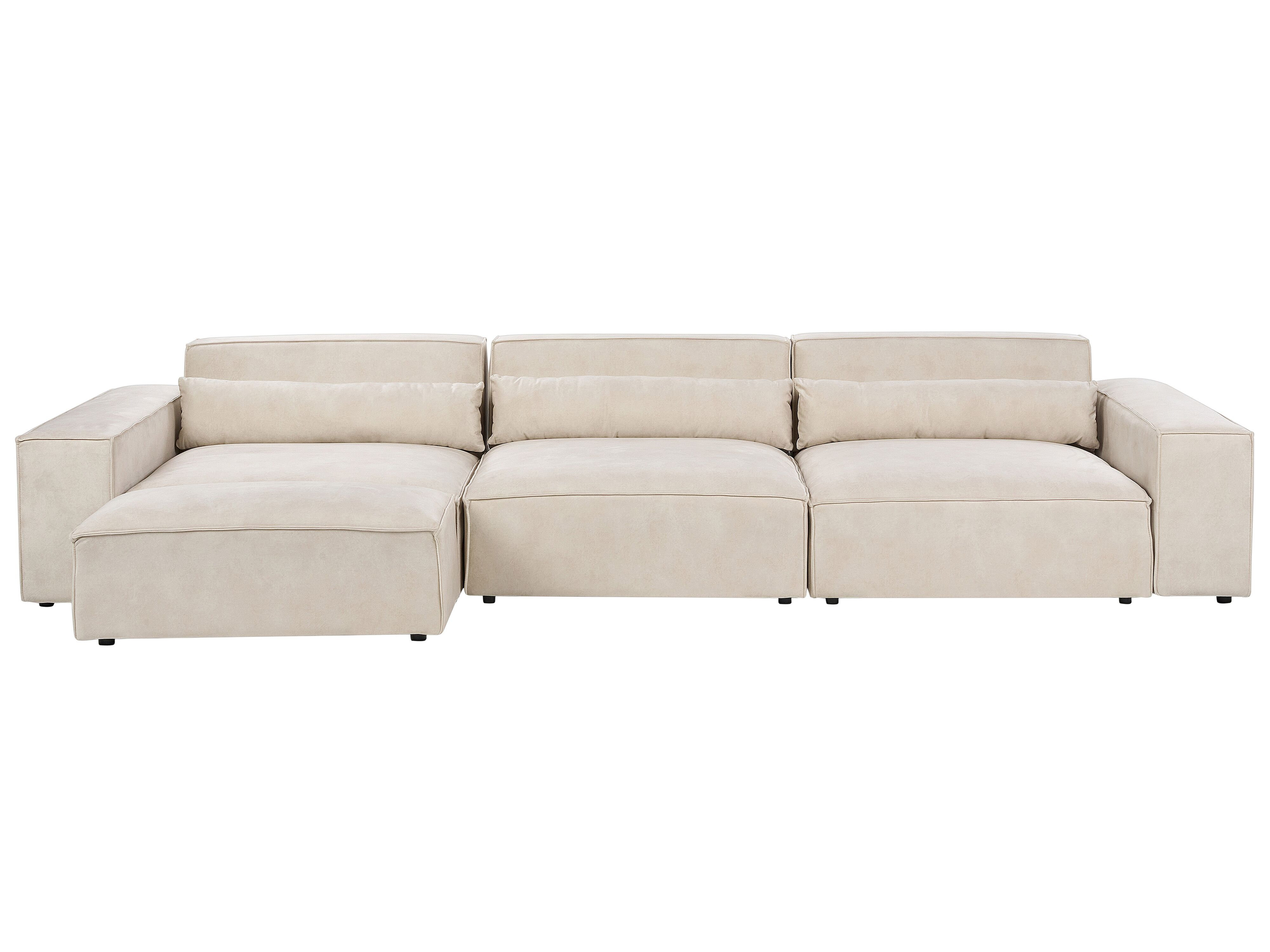 Ebern Designs 3 Seater Modular Velvet Sofa with Ottoman Beige Netanya ...