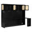 Lit double escamotable avec bureau et armoires en rotin, armoire de lit murale peu encombrante pour bureau à domicile, noir