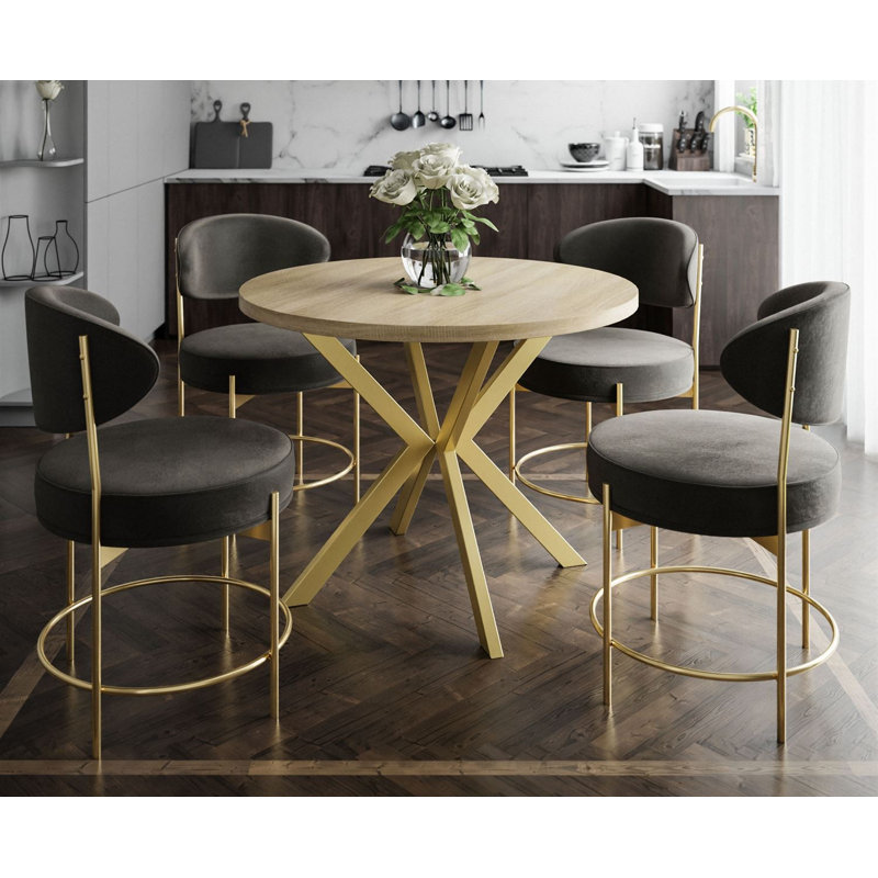 Almehdi Round Dining Table, 100cm L x 176cm W, Cream
