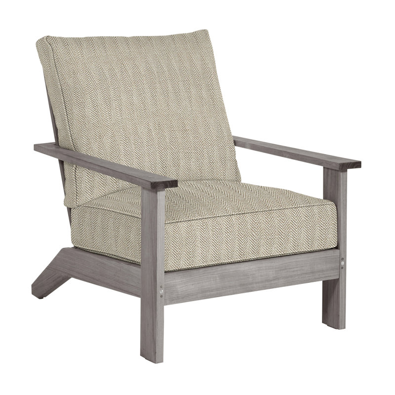 Ashland Patio Lounge Chair with Cushions, Welt, Oyster Teak, Herringbone Sand