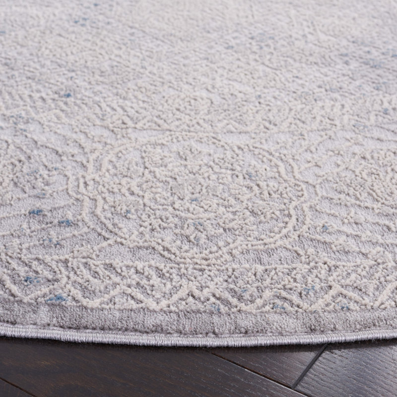 Tapis gris / gris clair Kulig 220, Rond 6 pi 7 po