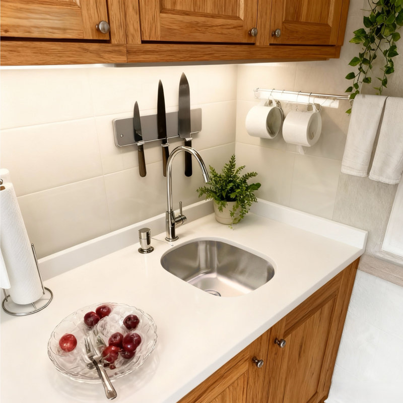 Petit évier de cuisine encastré en acier inoxydable 14 "x l 18" avec ensemble de drain