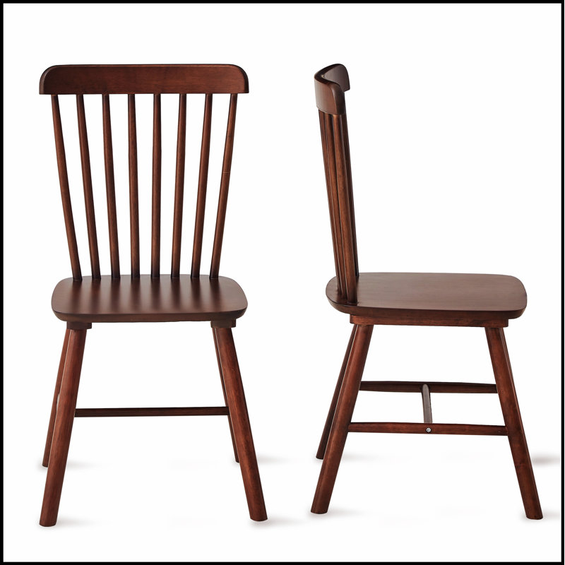 Ensemble de 4 chaises de salle à manger en bois massif, finition noyer, design simple et naturel pour une décoration intérieure élégante
