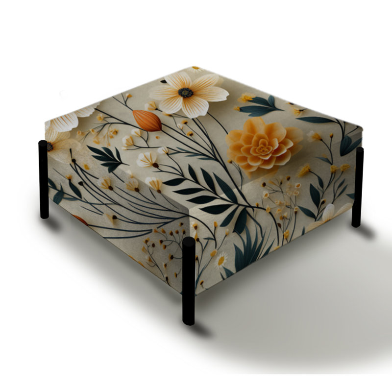 Botanical Nomad Boho Motif I - Grand repose-pieds carré Boho