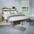 Full Bed Frame with LED Light and Charging Station, Metal Frame with Upholstered Headboard, Large Storage Space, No Box Spring Needed-1165570047-1169360611