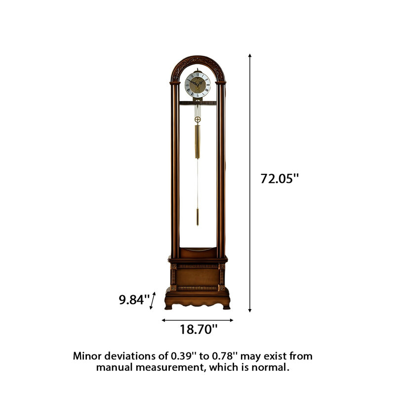 Horloge de plancher 72,05 "en bois massif de style européen