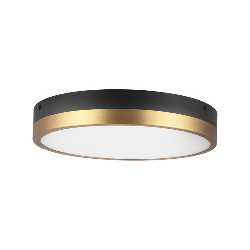 Plafonnier encastré 1 lumière Orland, H 2 po x l 11,13 po x P 11,13 po, Or vieilli / noir mat