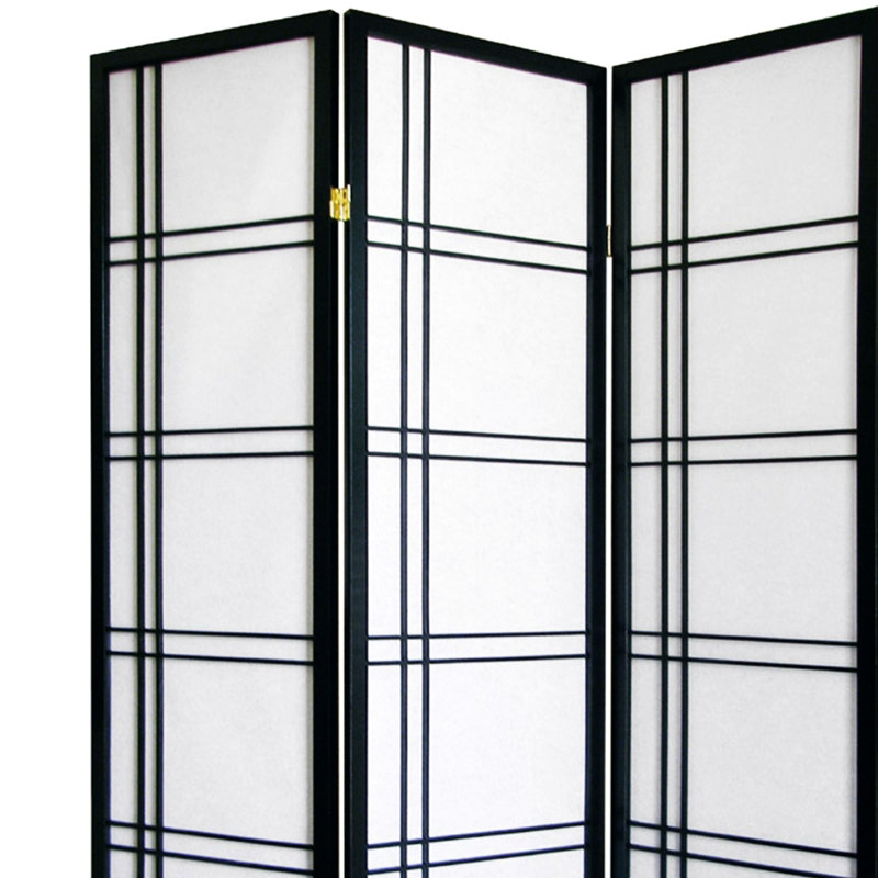 Cloison 70 "à 3 pièces, finition peinte en noir, bois de pin, offre une intimité élégante, pliable pour les grands espaces de séparation, peint, pin, améliore l'intimité et la décoration, gestion