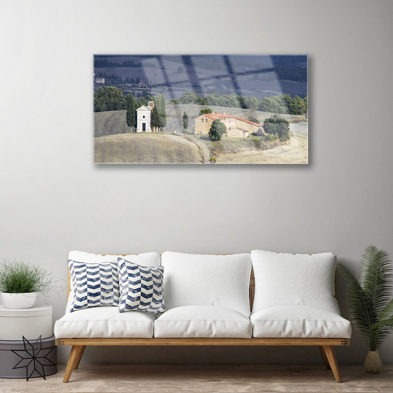 Meadow Trees Landscape - No Frame Print on Glass