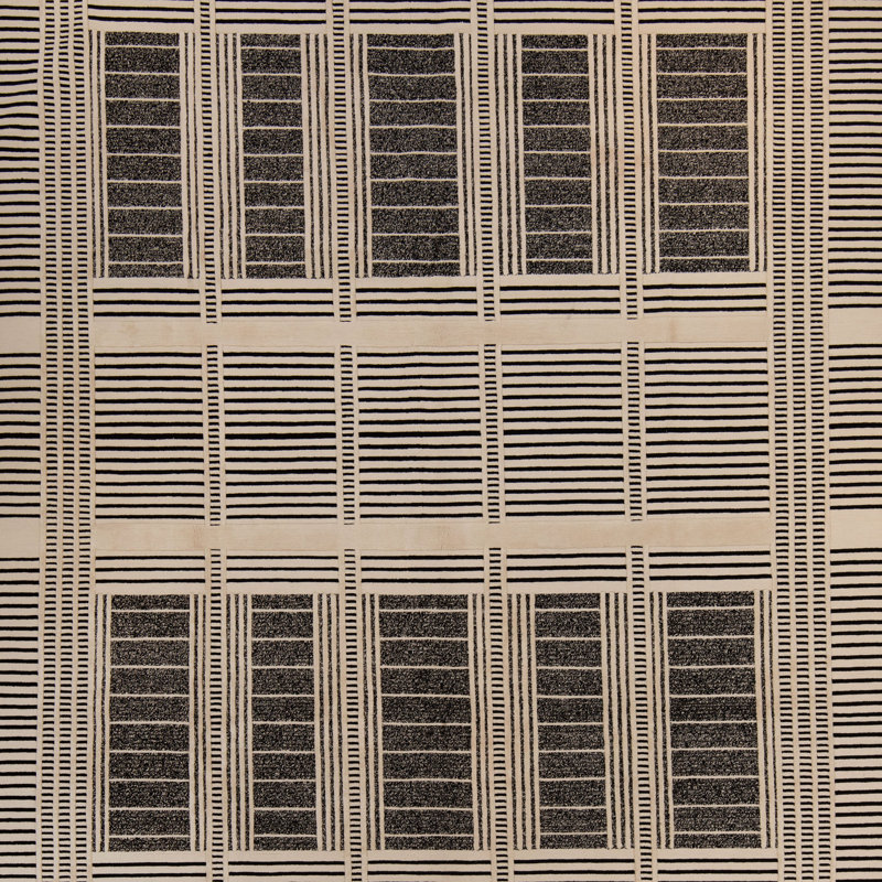Black & White Contemporary Silk Rug - 8' x 10'