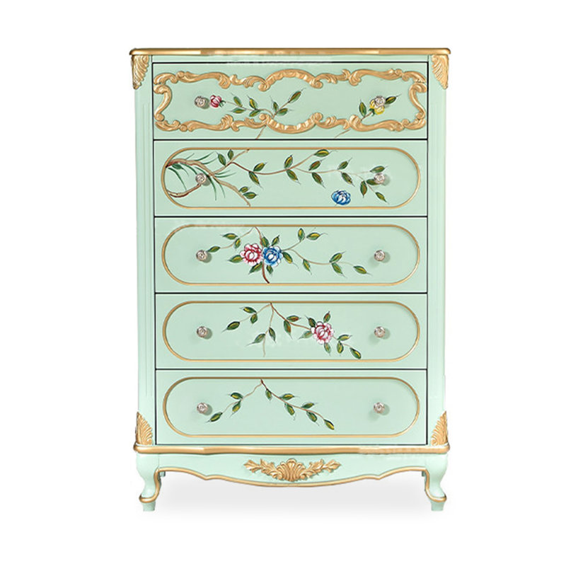 Commode verte peinte à la main de style campagne américaine