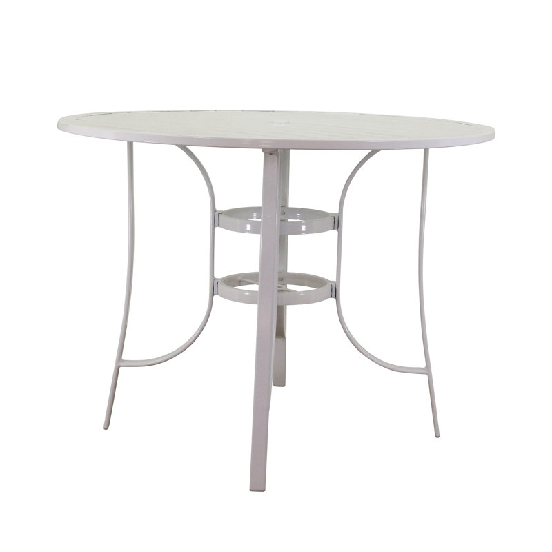 Courtyard Casual Santa Fe Round Balcony Height Table, 47.99" W x 47.99" L x 36" H, White