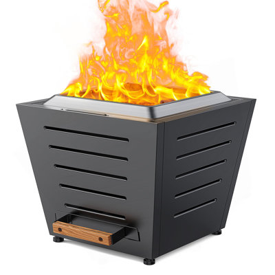 25 Inch Smokeless Fire Pit Stainless Steel Wood Burning Fireplace Portable Outdoor Fire Pit Patio Smokeless Firepit With Pull-Out Ash Tray And Handles