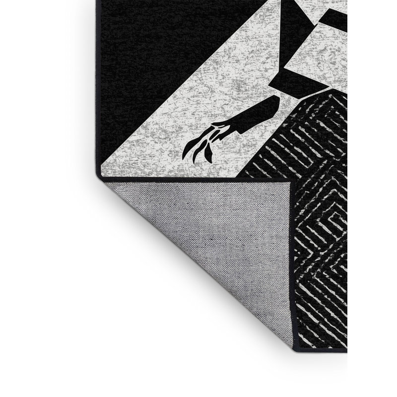 Machine Washable Pavanvir Bandicoot Modern Geometric Rug in Black – Black Binding, 2x3