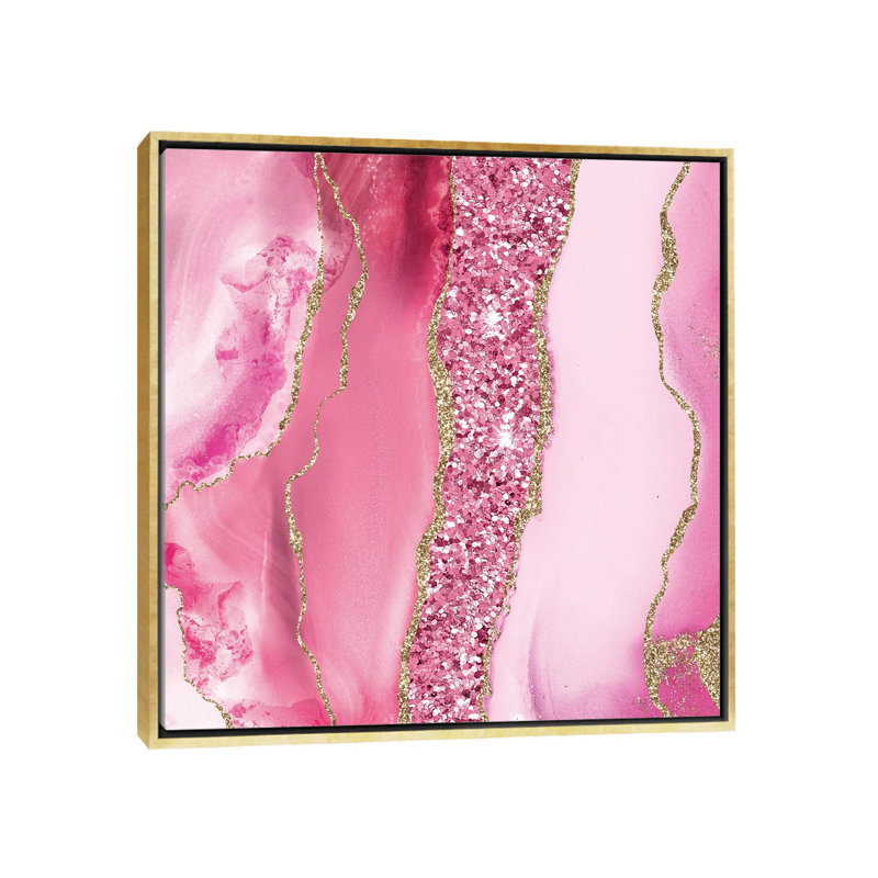 Agate scintillante Dazzle Texture V, Toile avec cadre flottant or, Pas de tapis, H 26 po x l 26 po x P 1,5 po