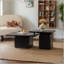 Ensemble de tables basses carrées de style rétro avec finition grain de bois, pour le salon, le bureau et la salle à manger, noir (ensemble de 2)-989704356
