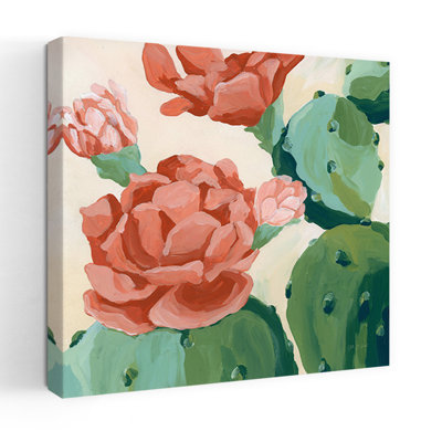 Fleurs du désert II - Affiche murale abstraite contemporaine représentant un paysage de cactus et de fleurs succulentes