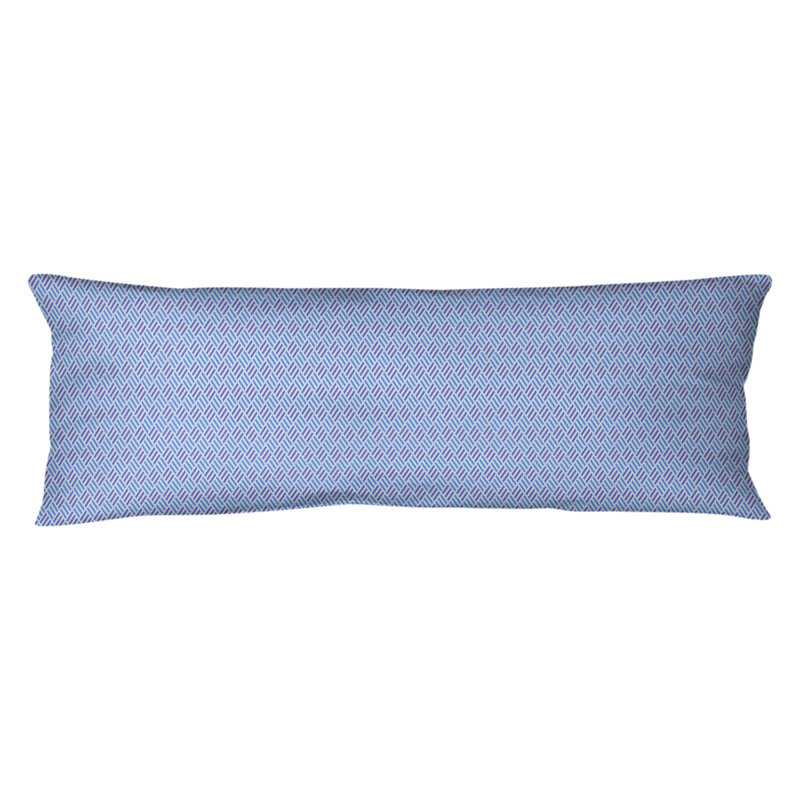 Coussin lombaire à carreaux à rayures, Bleu / Mauve, Bourre en polyester, Microfibre