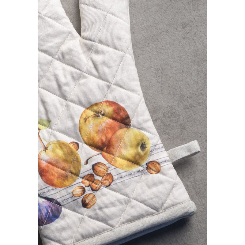 Maison d'Hermine Fruit D'Hiver 100% Cotton Oven Mitt + Pot Holder - 7.5" x 13" & 8" x 8"