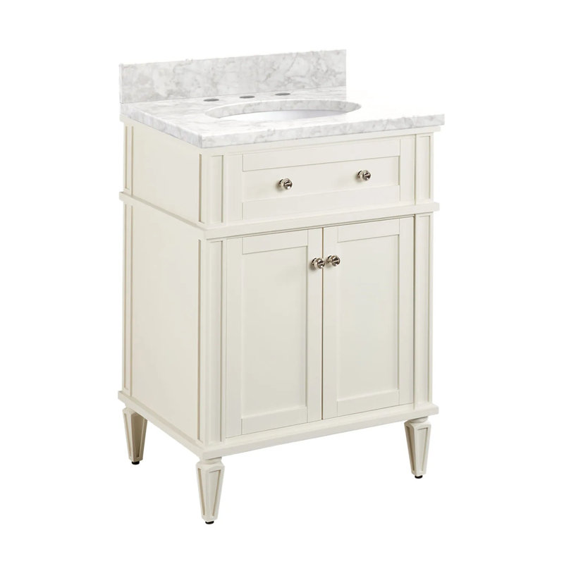 Soft White 24" Single Bathroom Vanity with Carrara Marble Top