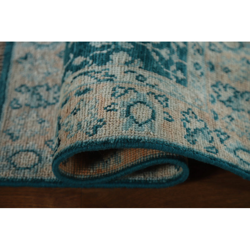 Tapis vert en laine vert Oushak