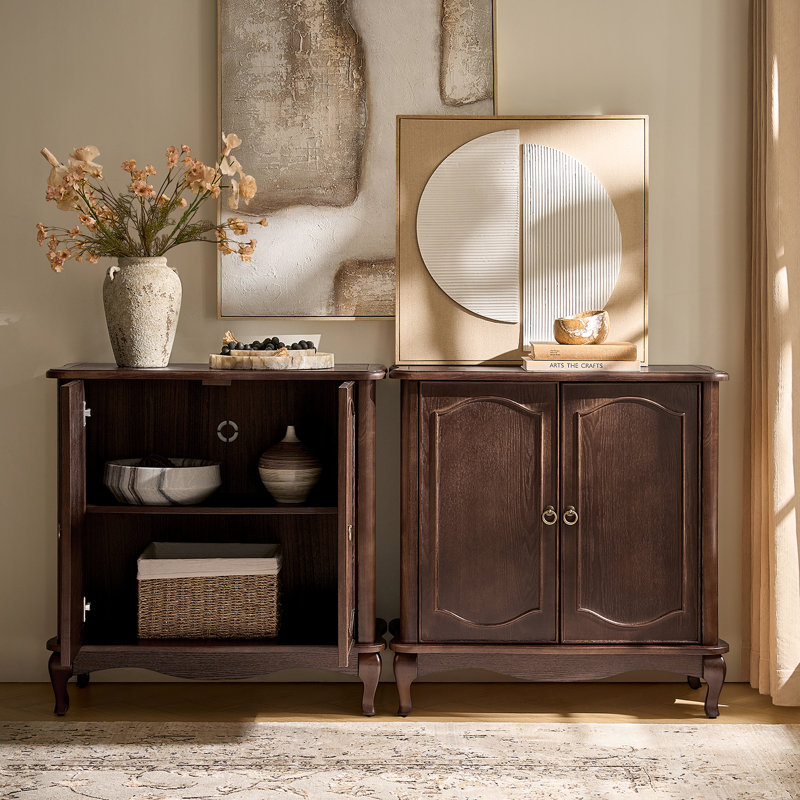Lundgren 32"Wide Traditional 2 Door Cabinet with Adjustable Shelving, Walnut