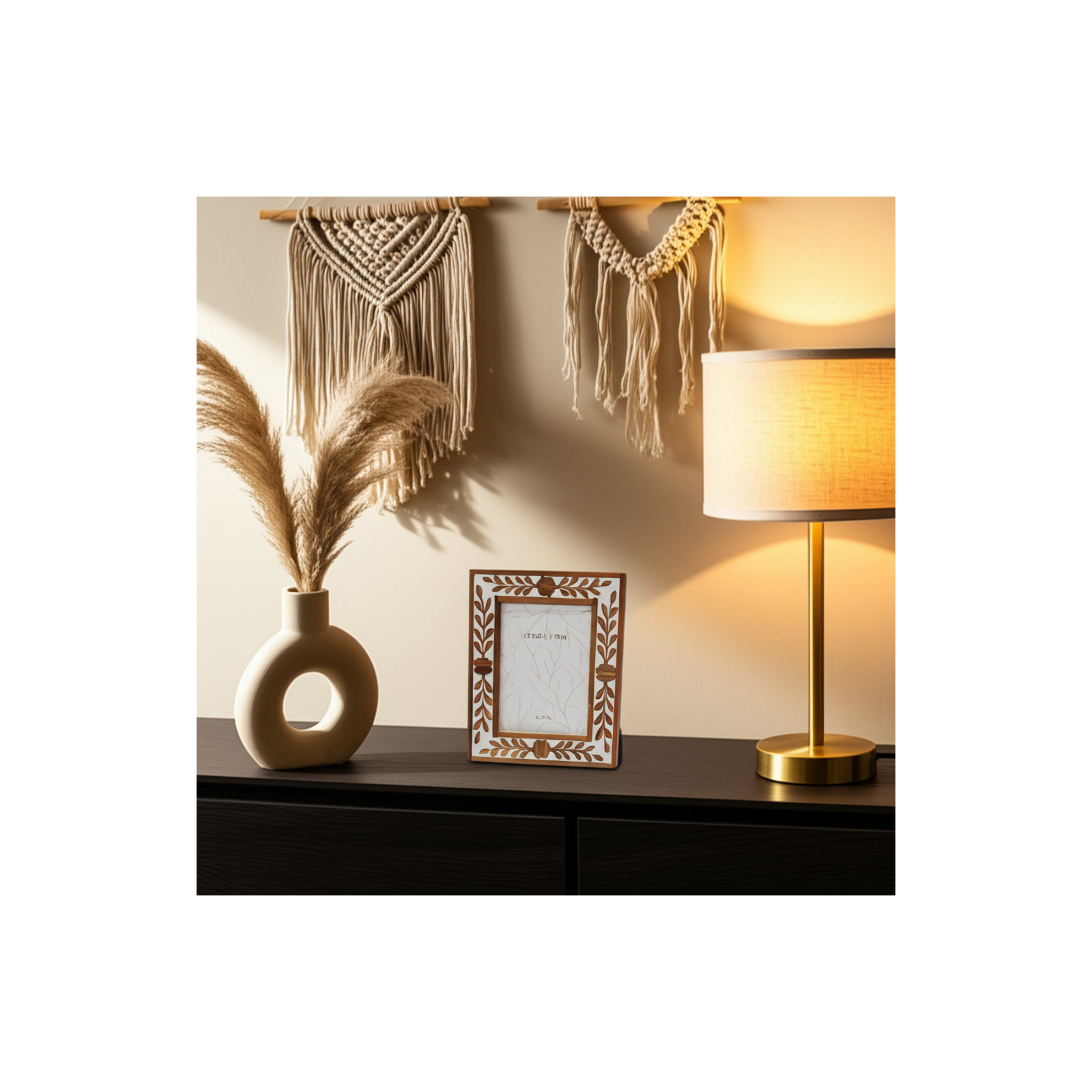Amma 4" x 6" Picture Frame - Blue and White Floral Petals Polyresin Portrait Holder - Decorative Glass Frame for Home or Office - Sentimental Gift Idea